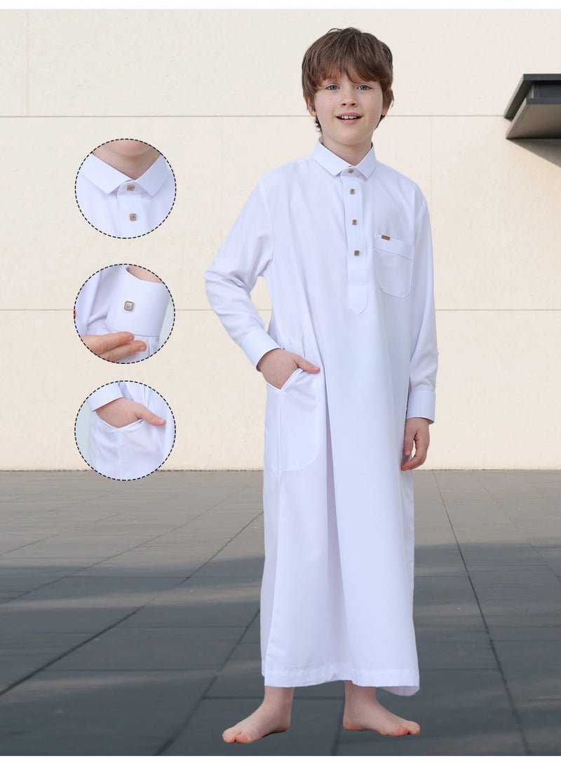 ثوب أطفال أبيض فاخر - Image 4